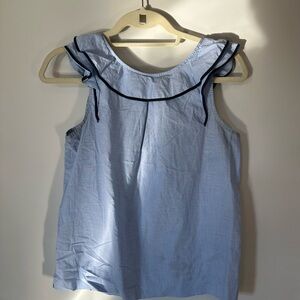 J. JCrew Blue Sleeveless Top with Ruffle Detail